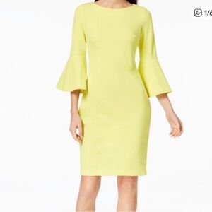Calvin Klein Vibrant Yellow Long Sleeve Dress